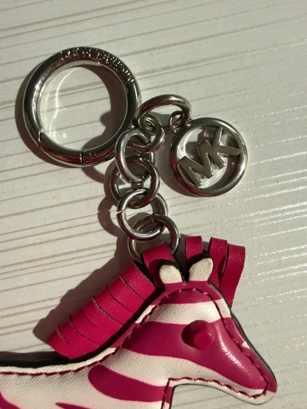 Michael Kors Hot Pink and White Zebra Horse Key Charm - Picture 2 of 8